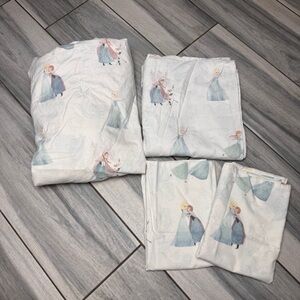4-Pc POTTERY BARN KIDS Disney Frozen Anna Elsa Full Flat/Fitted Sheet & 2 Cases